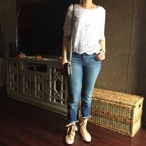 Japana Embroidered White Blouse Sz M